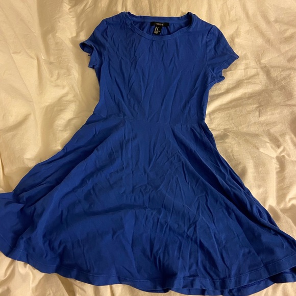 Forever 21 fit flare a frame blue stretch dress - Picture 2 of 4